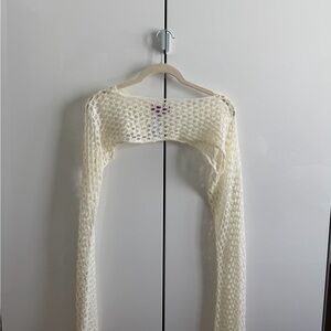 Edikted Cream Crochet Long Sleeve Top